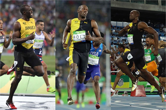 Usain Bolt winning the 100m, 200m and 4x100m in Rio