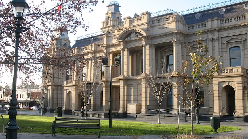 A view of the Bendigo Town Hall from the library side.