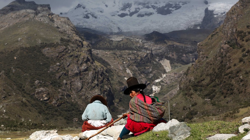 Hualcan glacier in Huascaran natural reserve in Ancash, Peru