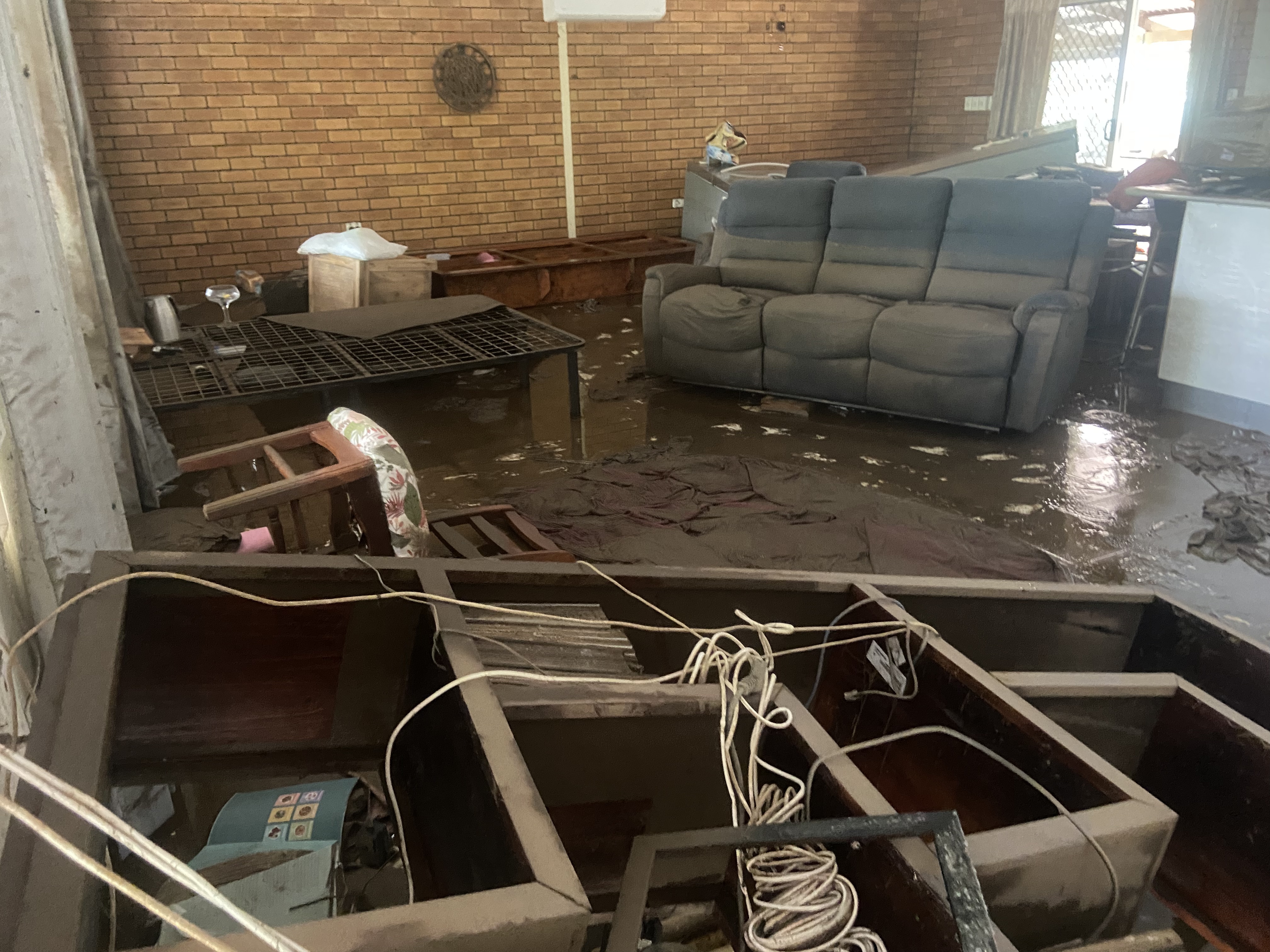 A flooded loungeroom.