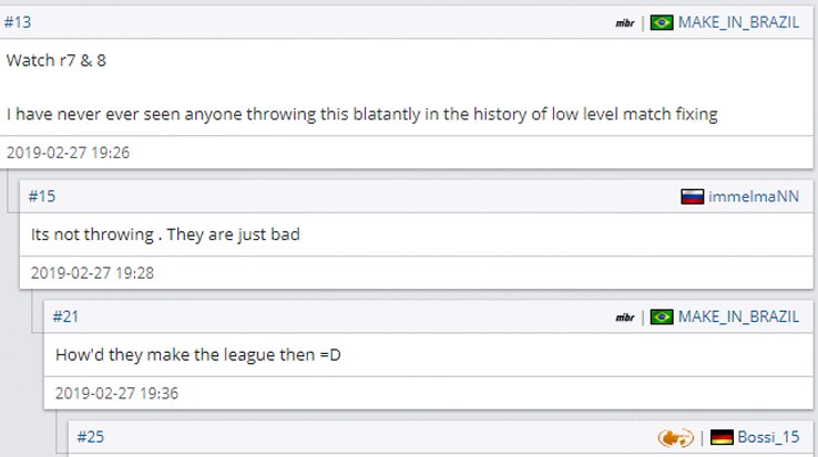 Comments on an online message board