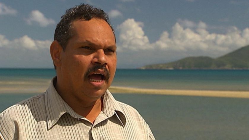 TV still of Alf Lacey, Palm Island Mayor, speaking on Stateline Qld on May 1, 2009.