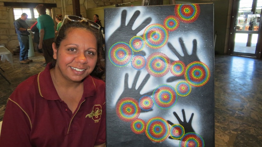 Indigenous artist Lyndall Monaghan from Longreach in central-west Qld