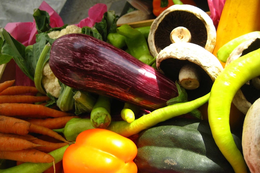 Mix of brightly coloured vegetables