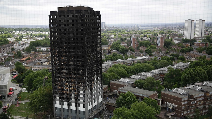 The burnt out shell of Grenfell Tower.
