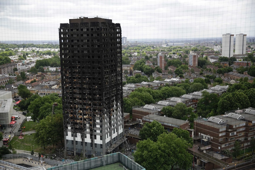 The burnt out shell of Grenfell Tower.