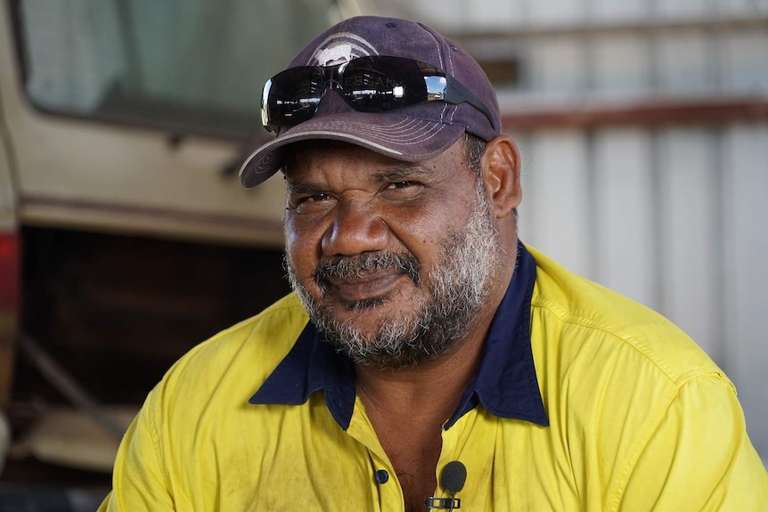 Barunga resident Conway Wirrpanda-Blanasi looks into the camera.