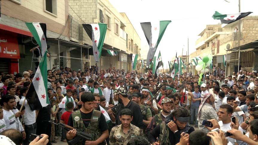 Protesters in Maraa