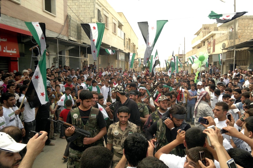 Protesters in Maraa