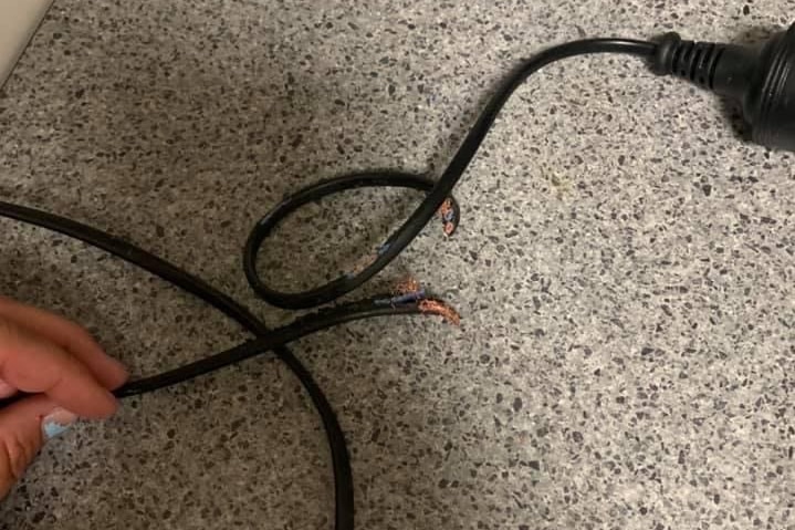 A broken power cord
