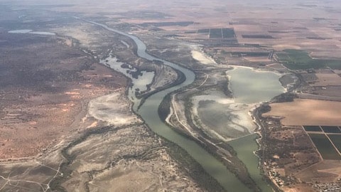 Aerial view of the River Murray in SA