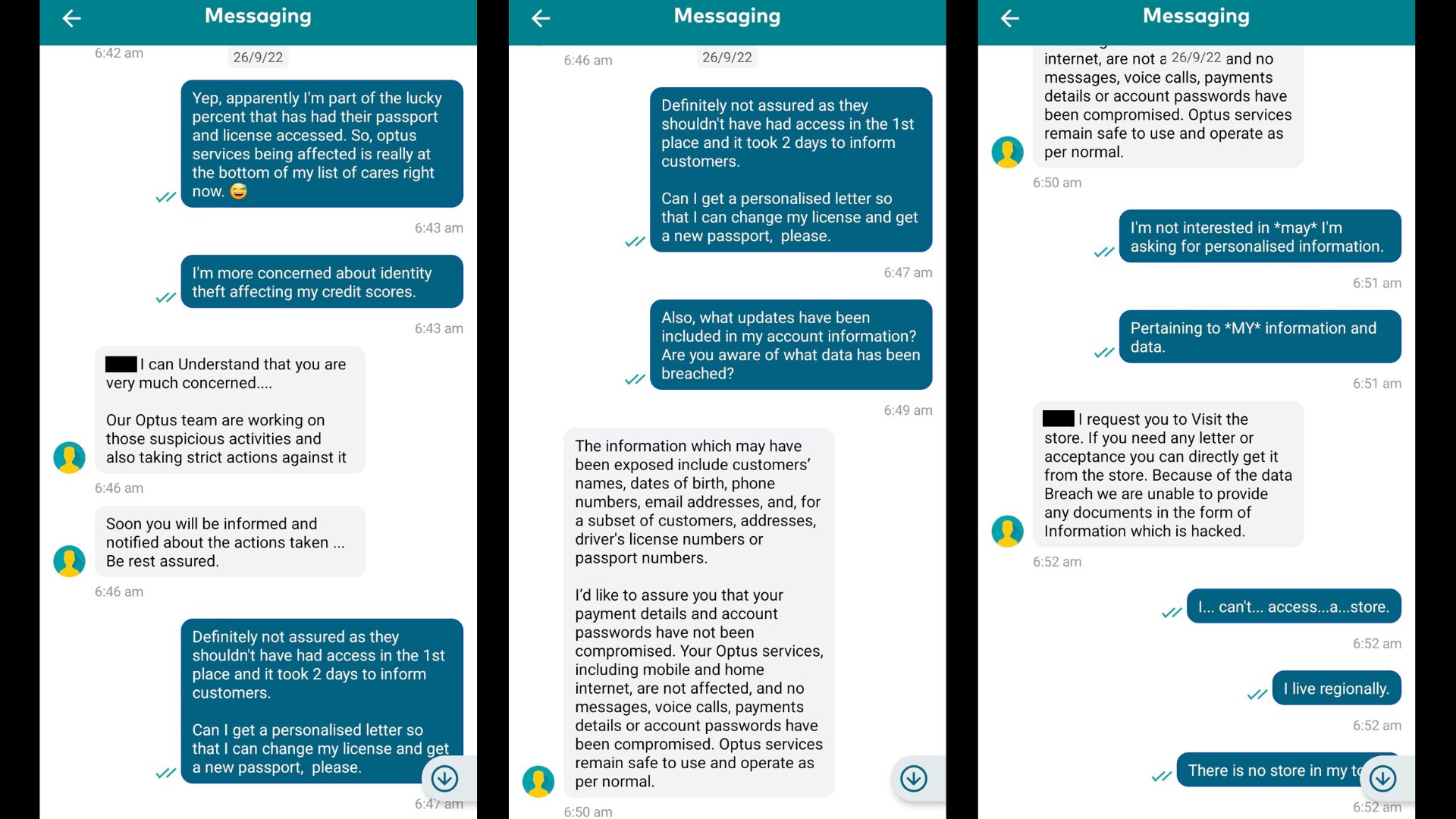 Conversation with Optus customer support