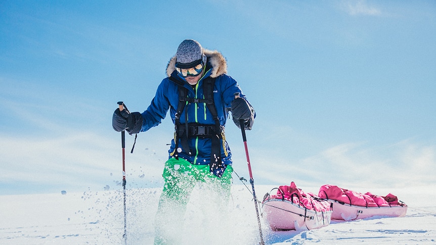 Polar adventurer Geoff Wilson training on the snow in Norway