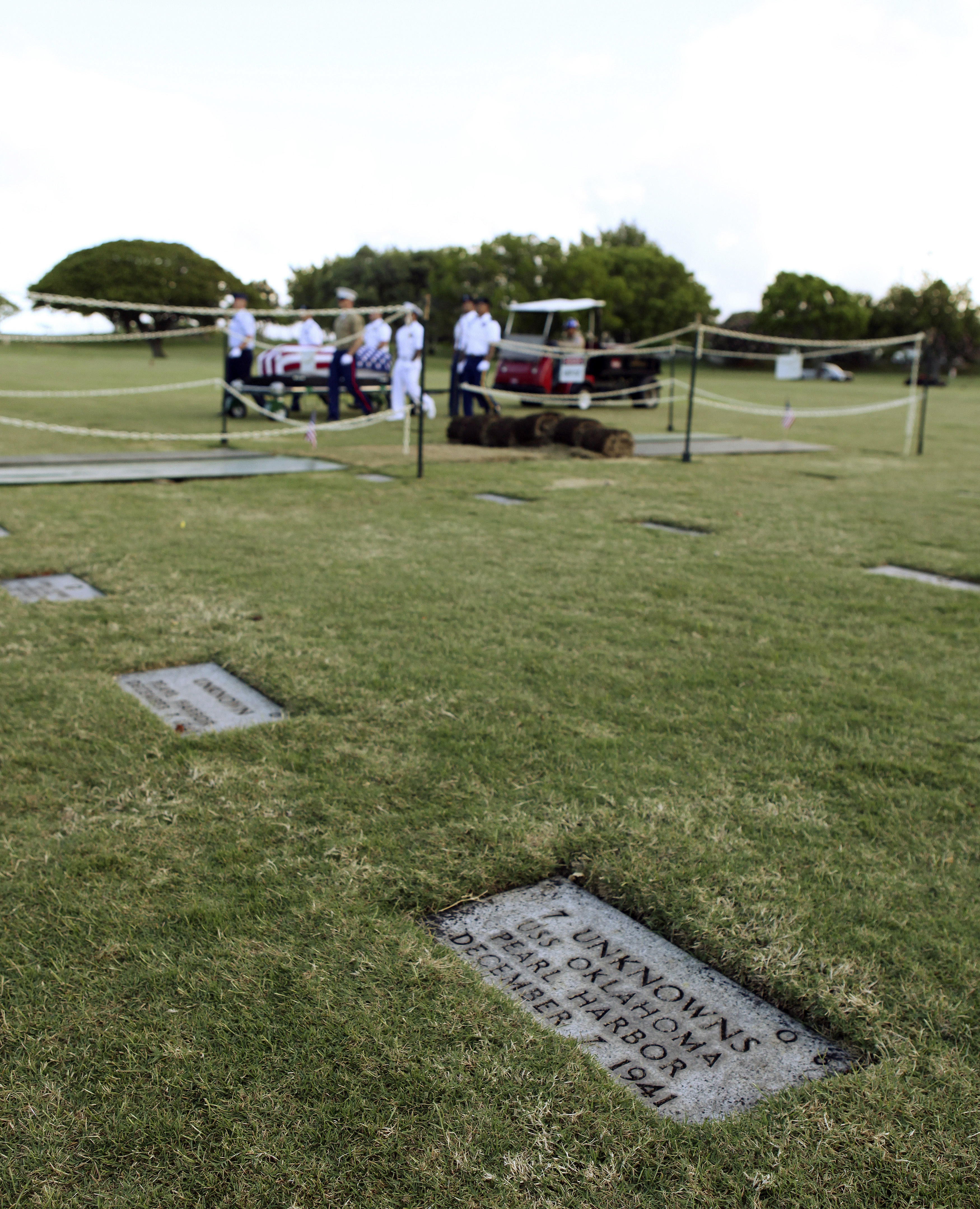 Memorial stones on grass at Arlington