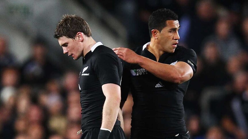 Slade and Muliaina during the clash against Argentina