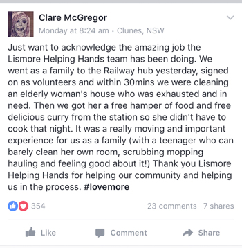 Lismore Helping Hands Facebook page