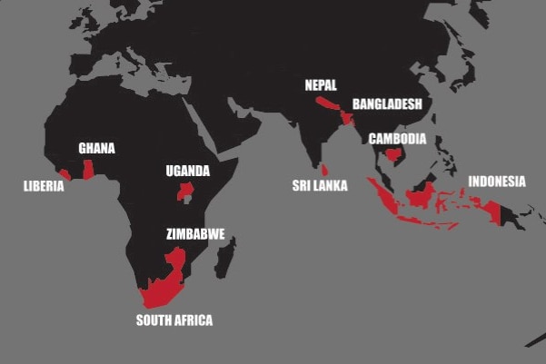 Map of countries to have seen rise in institutionalised children