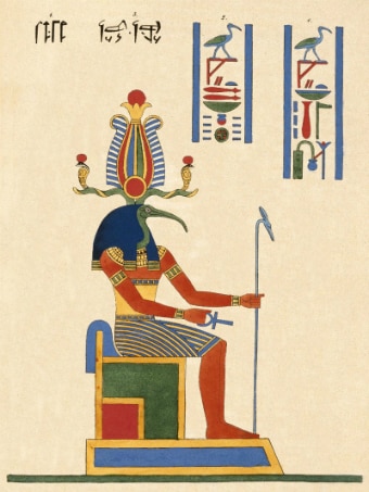 Egyptian God Thoth, often depicted with an ibis head.