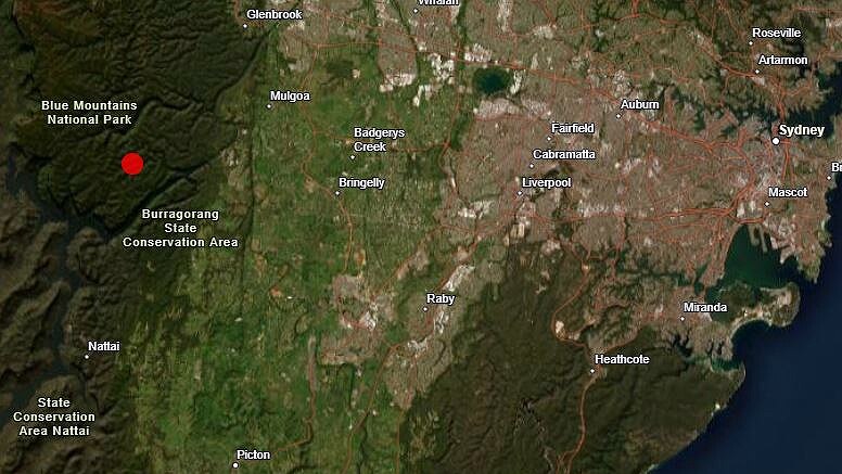 map of an earthquake near sydney on friday 080324