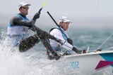 Mathew Belcher and Malcolm Page compete in the Men's 470 sailing at the London 2012 Olympic Games.