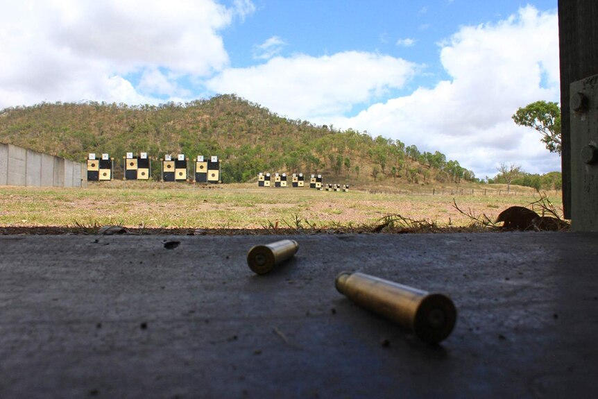 Bullets on the ground. You can see the 50 metre targets in the distance.
