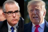 A composite image showing former FBI assistant director and acting director Andrew McCabe, and President Donald Trump.