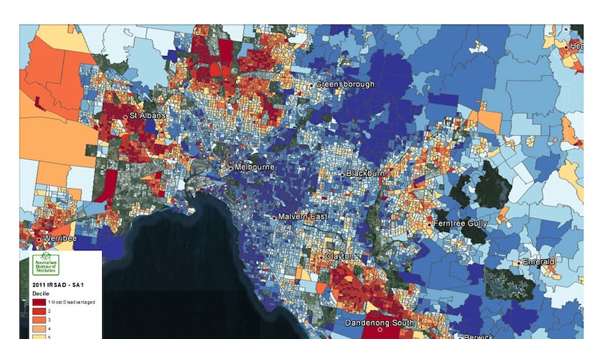 Index of Relative Socio-Economic Advantage and Disadvantage - Melbourne (Google Earth)