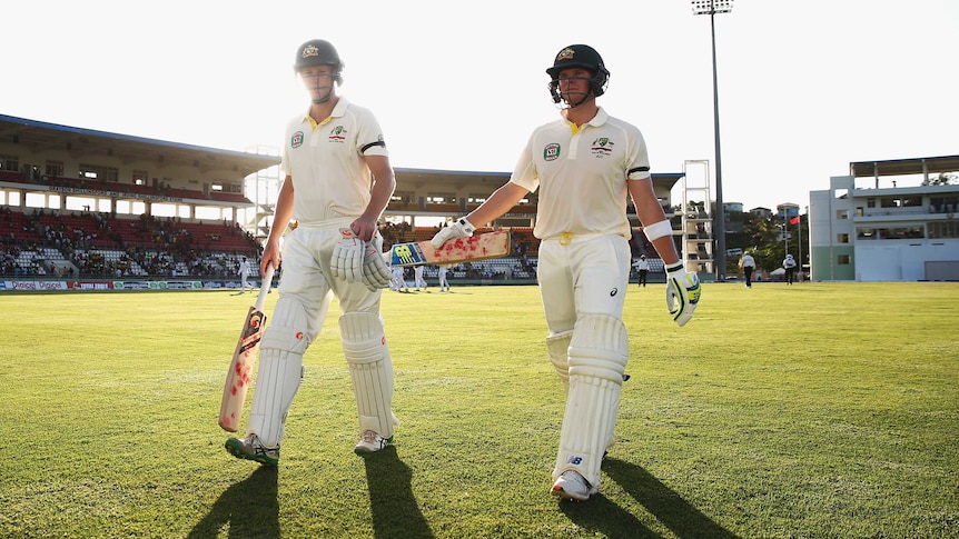 Adam Voges, Steve Smith walk off after day one in Dominica