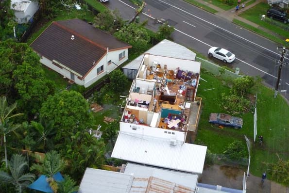 A house is left without a roof after a severe storm cell ripped through Townsville