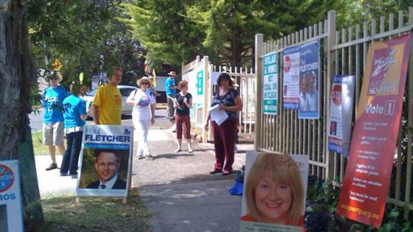 Supporters outside Bradfield polling station