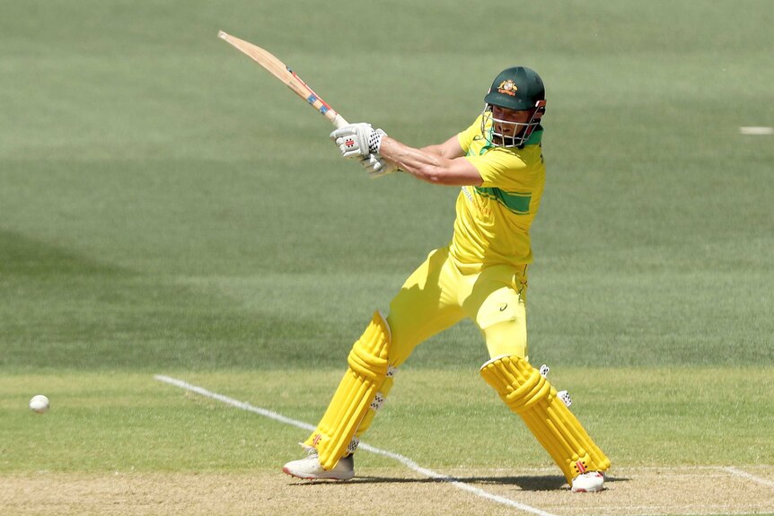 Shaun Marsh plays a cut shot for Australia against India in a one-day international in Adelaide