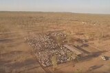 Footage of cattle in yards in northern Australia, taken from a drone.