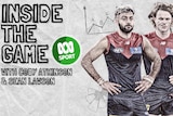Two Melbourne Demons players on a stylised image alongside the words 'Inside the game with Cody Atkinson and Sean Lawson'.