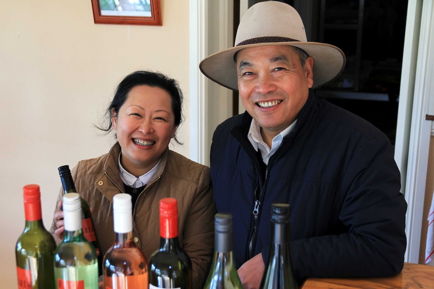 Hilary Chen and Lin Zhang, pictured with a range of bottled wine, export to China and also make sales at their cellar door.