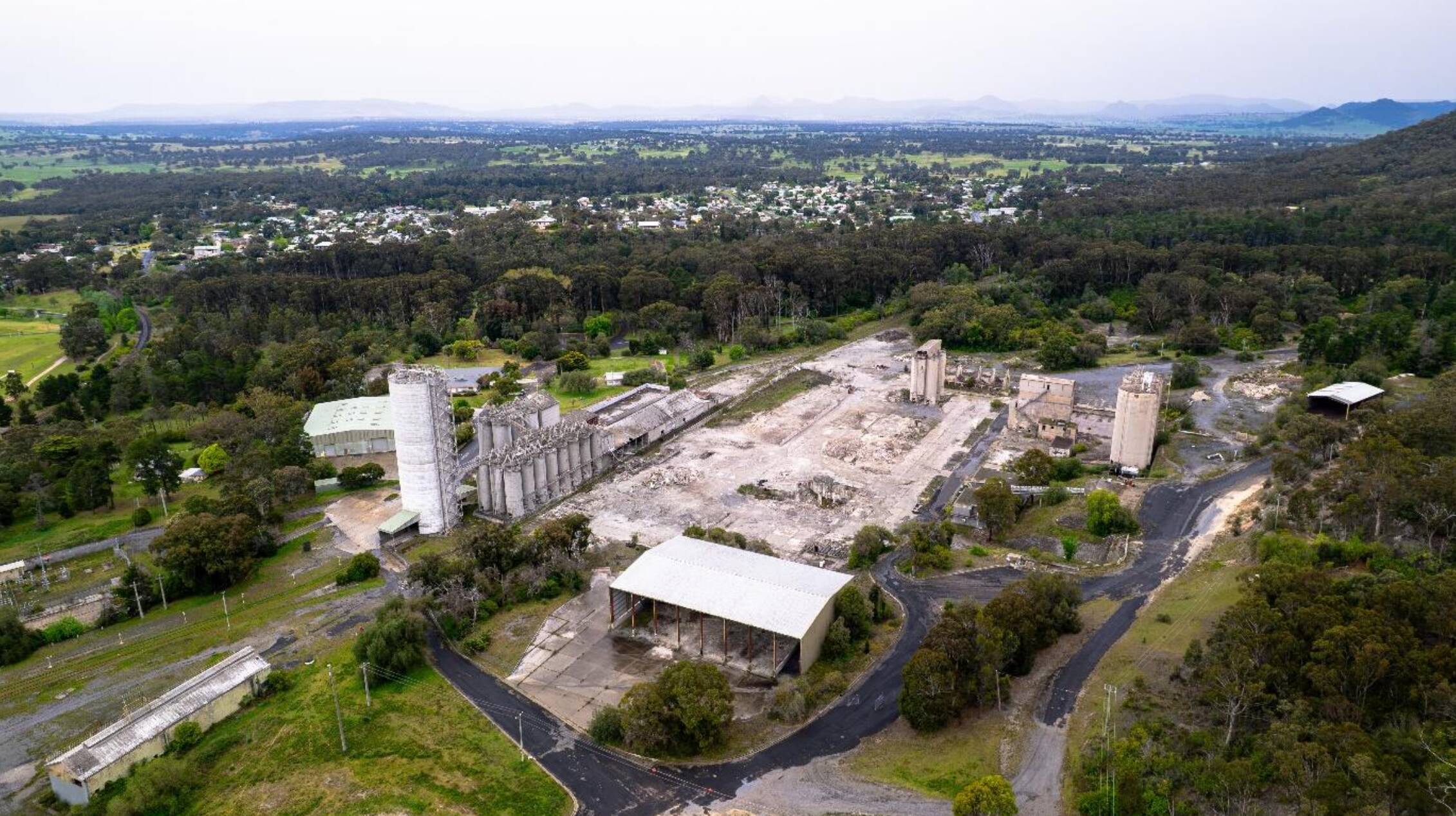 An aerial view of the former Kandos Cement Works