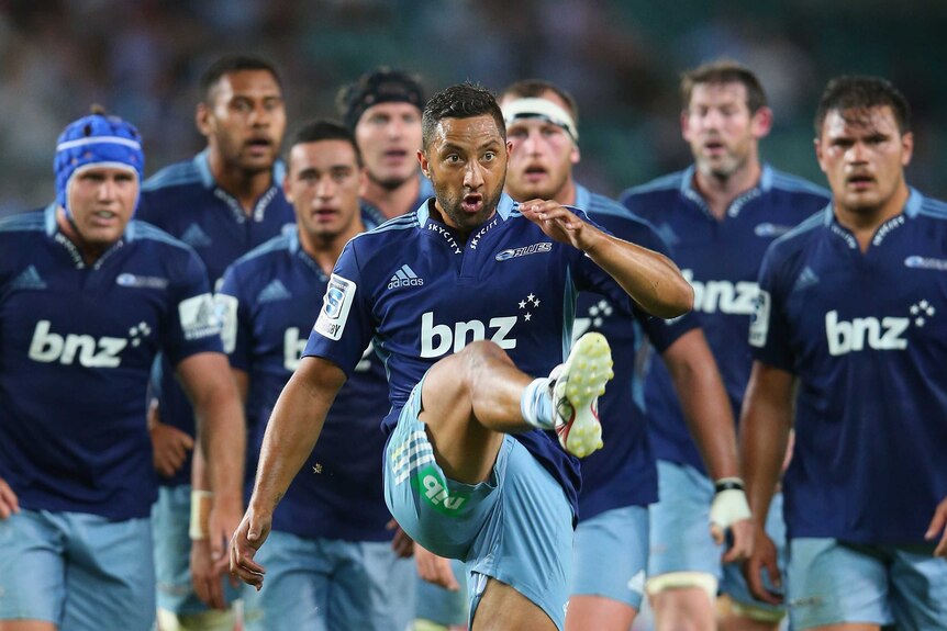 Benji Marshall takes a punt for the Blues