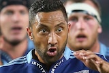 Benji Marshall takes a punt for the Blues