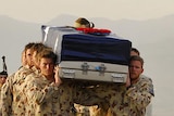 Corporal Mathew Hopkins, who died on Monday, is farewelled in Afghanistan.