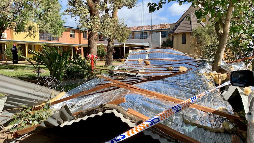 a roof on the grounds outside a nursing home