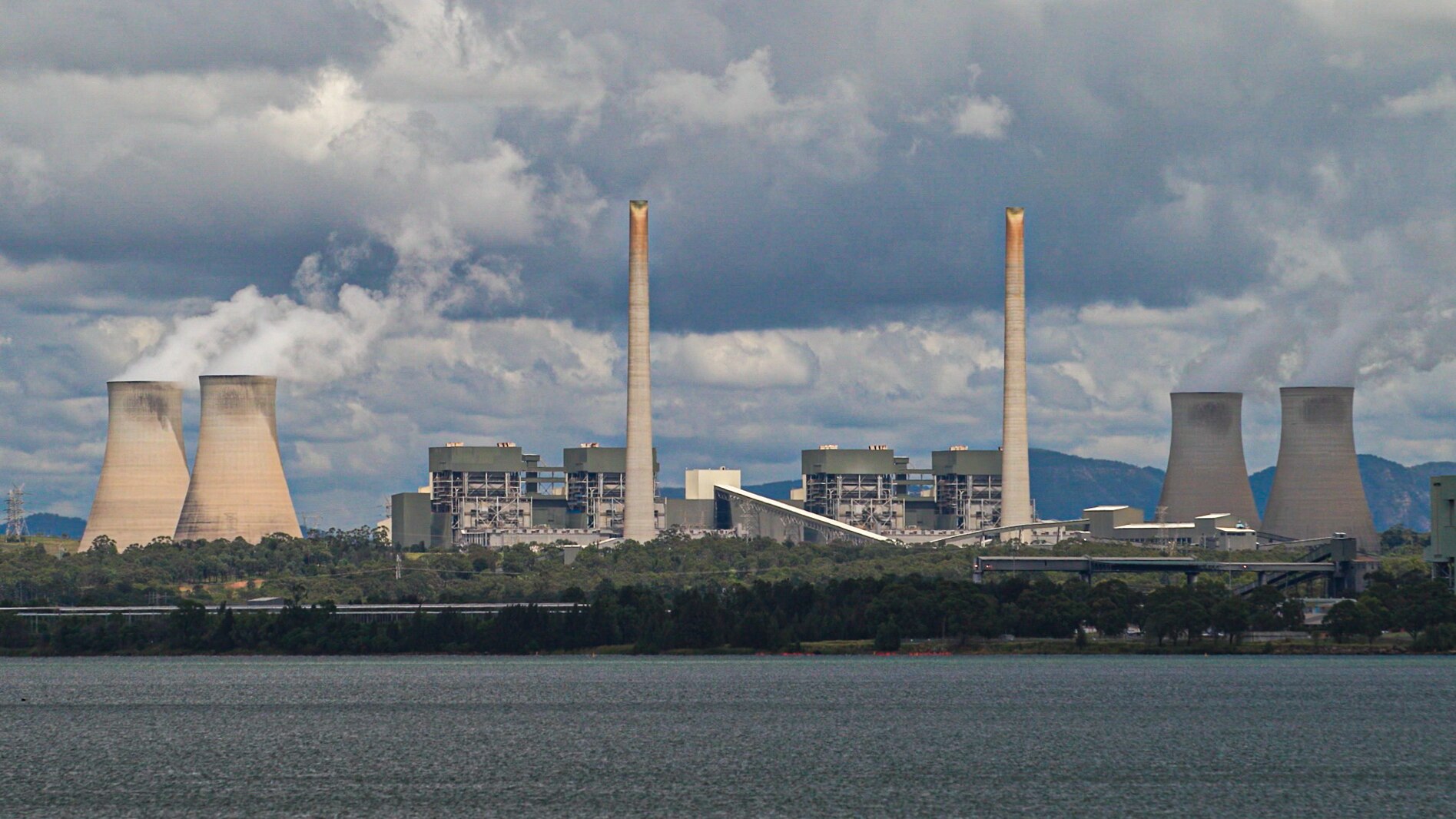 The Liddell power station next to inlet of water.