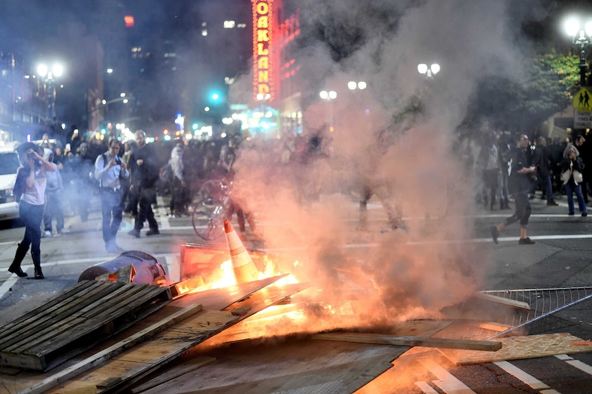 Demonstrators riot following the election of Republican Donald Trump as President of the United States