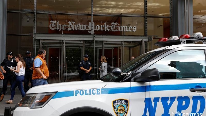 NYPD outside New York Times building