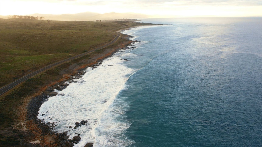 An aerial view of part of the coastline covered by the Great Eastern Drive