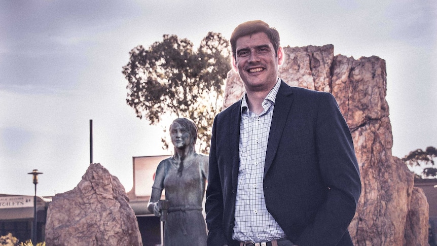 American evangelist Will Graham visits the patron saint of mining in St Barbara's Square in Kalgoorlie-Boulder.