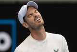 Andy Murray grimaces during a match at the Australian Open.