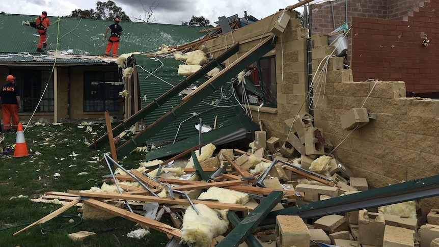 The home of Geoff and Jan McKergow at Forbes Creek, all but destroyed by Saturday night's storm.