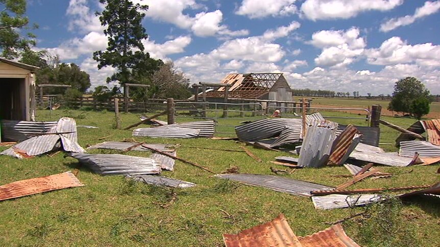 Damage to farm buildings in the town of Kumbia from a storm which hit on Boxing Day.
