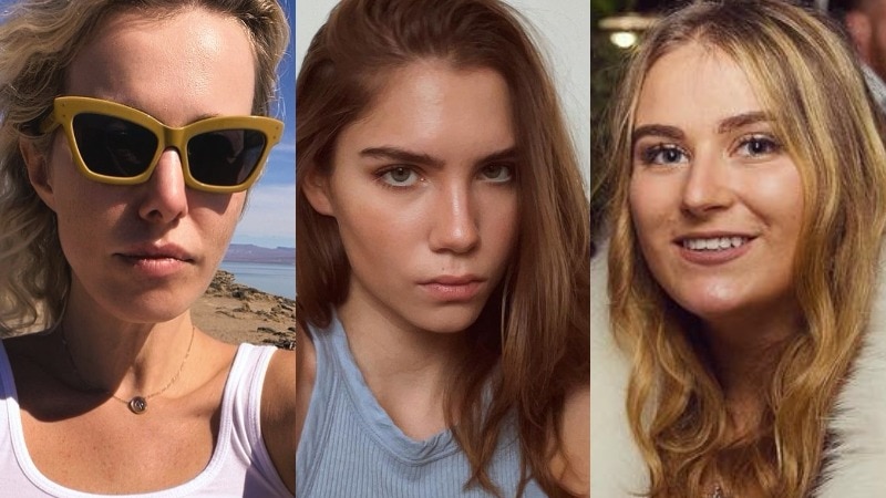 A composite image of three young women