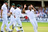 South Africa's Vernon Philander celebrates taking a wicket against England in the Lord's Test.