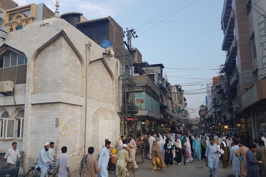 A busy bazar in Peshawar.
